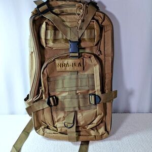 NRA ILA Tactical Backpack MOLLE Utility Pack Tan Hiking Range Bag Coyote Brown